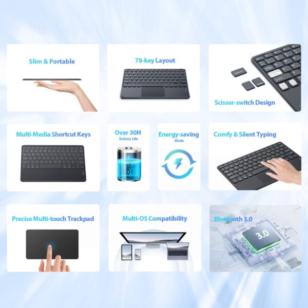 Blackview K1 Bluetooth Keyboard English French Arabic Portable Wireless Keyboard for Tablet Android IOS Windows